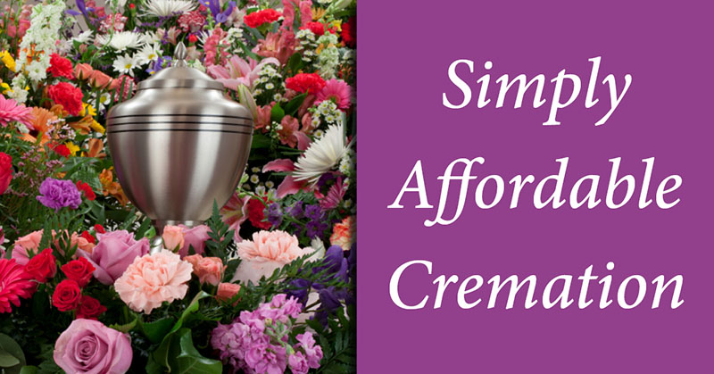 cremation urn surrounded by flowers